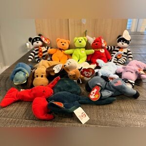 Lot of 14 Teenie Beanie Babies. All with Tags except 3. Very good condition.